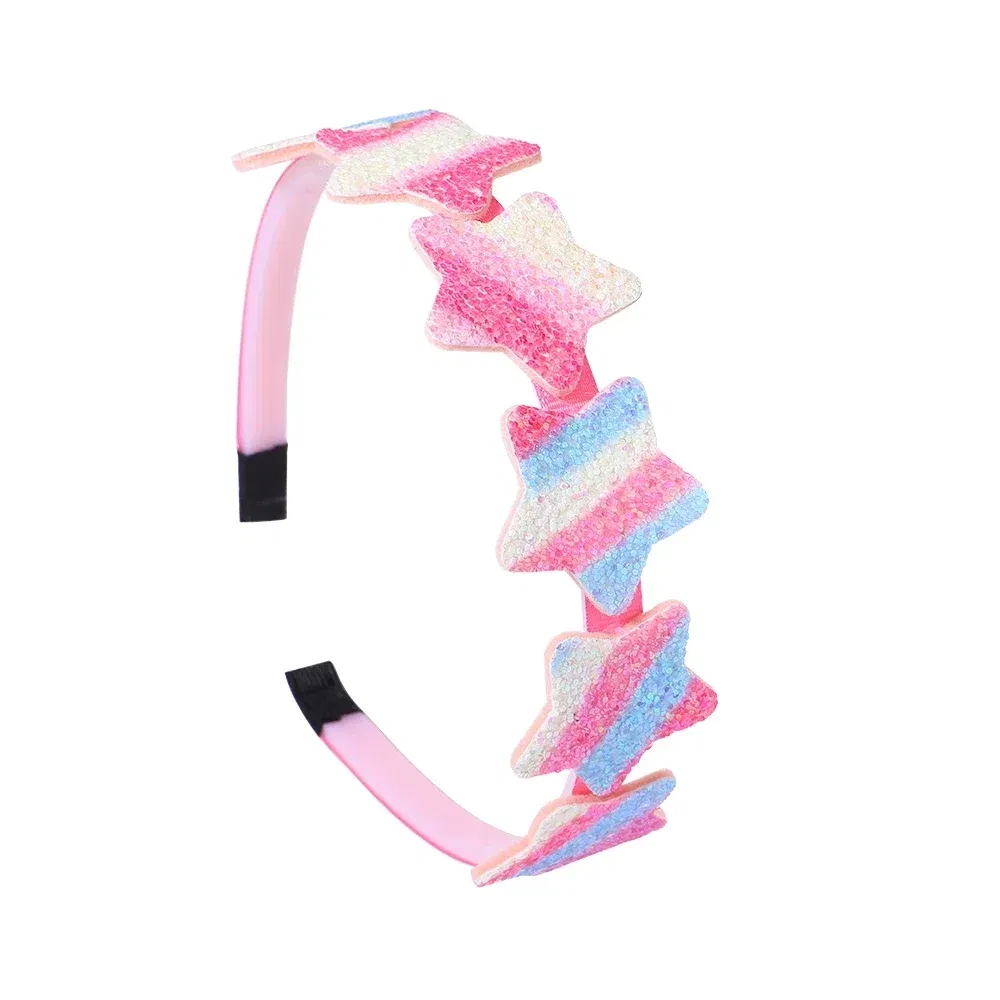 Color: Lavender - 1pcs Fashion Glitter Kids Hair Band Lovely Bow Stars for Headband Girls Cute Colors Hair Tiaras Hairbands Hair Accessories Gifts