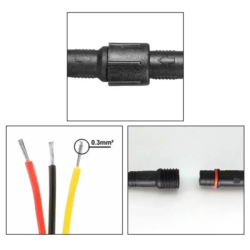 Color: Dark Grey, Pins: 1P - 3Pin Waterproof Extension Cable 0.3/0.5/0.75/1.0/1.5/2.5 square meter Outdoor LED Plug Male to Female Aviation Power Connector