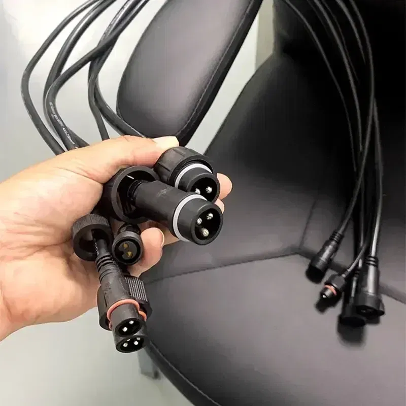 Color: Dark Grey, Pins: 1P - 3Pin Waterproof Extension Cable 0.3/0.5/0.75/1.0/1.5/2.5 square meter Outdoor LED Plug Male to Female Aviation Power Connector