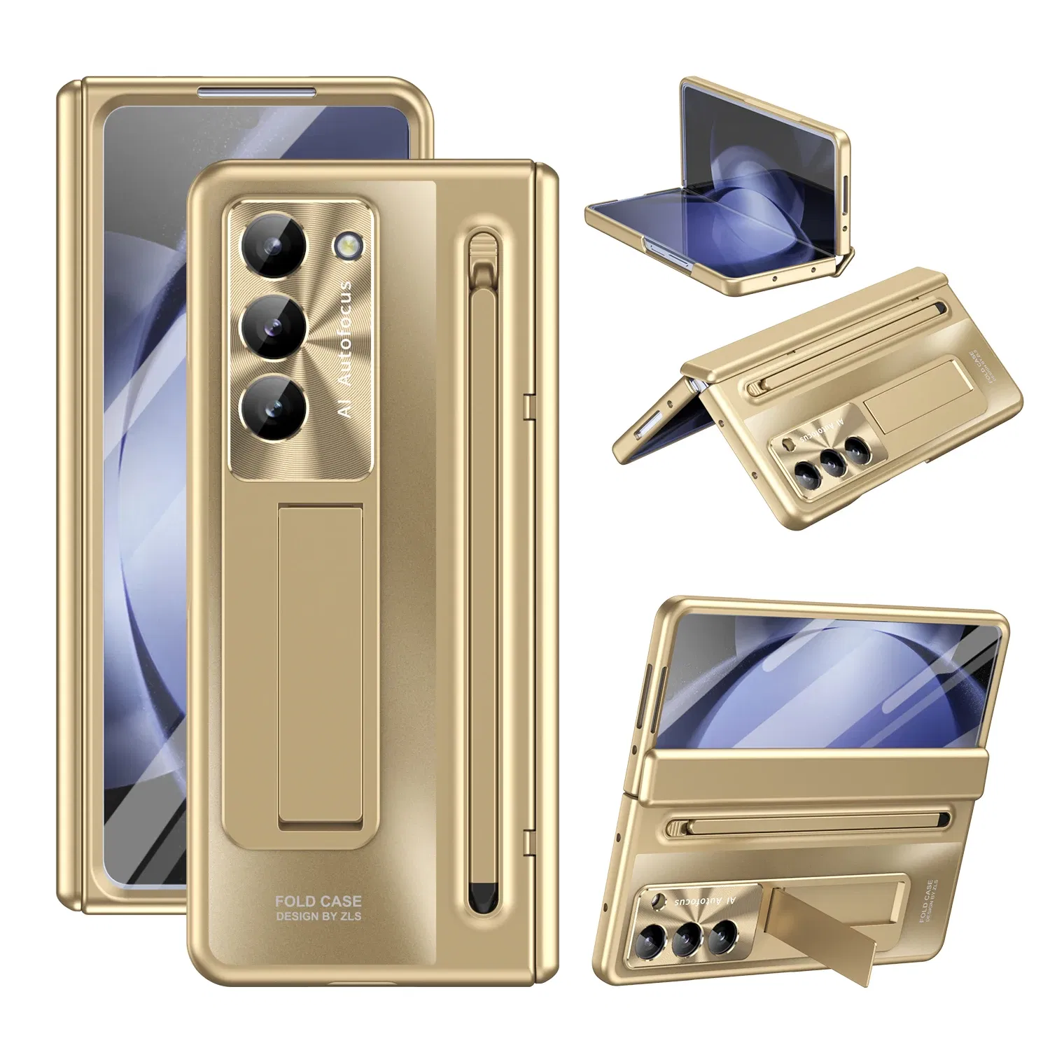 Color: Green, Material: Canvas - With Touch Pen For Samsung Galaxy Z Fold 6 5 4 Case Hinge Armor Shockproof Magnetic Kickstand 360 Full Protection Folding Cover