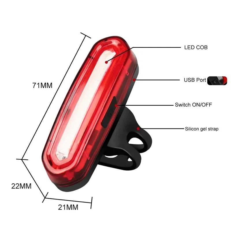 Color: Burgundy - Cycling Tail Light Outdoor Highlight USB Charging Mountain Led Warning  Bike Lights Tail Lamp Rear Light Bicycle Accessories