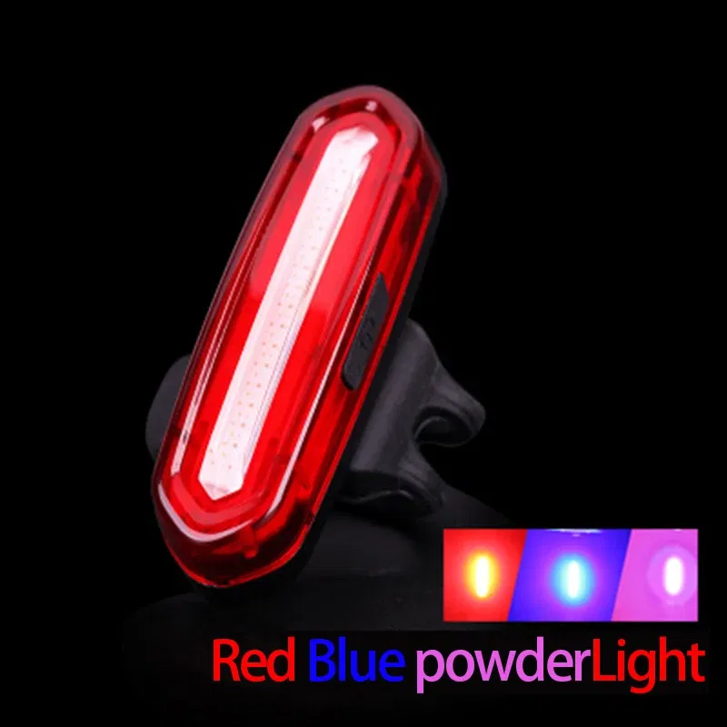 Color: Burgundy - Cycling Tail Light Outdoor Highlight USB Charging Mountain Led Warning Bike Lights Tail Lamp Rear Light Bicycle Accessories