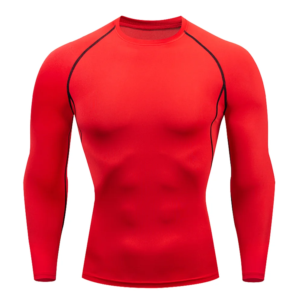 Color: GRAY, Size: XXL - Men Bodybuilding Sports T-Shirt Quick Dry Running Shirt Long Sleeve Compression Top Gym T Shirt Men Fitness Tight Rashgad