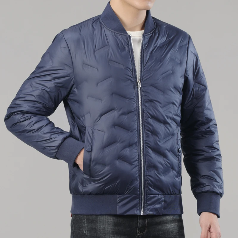 Color: Champagne, Size: XL - Winter Men's Down Jacket Business Casual Stand Collar Windbreaker White Duck Down Padded Lightweight Puffer Coat Big Size 8XL