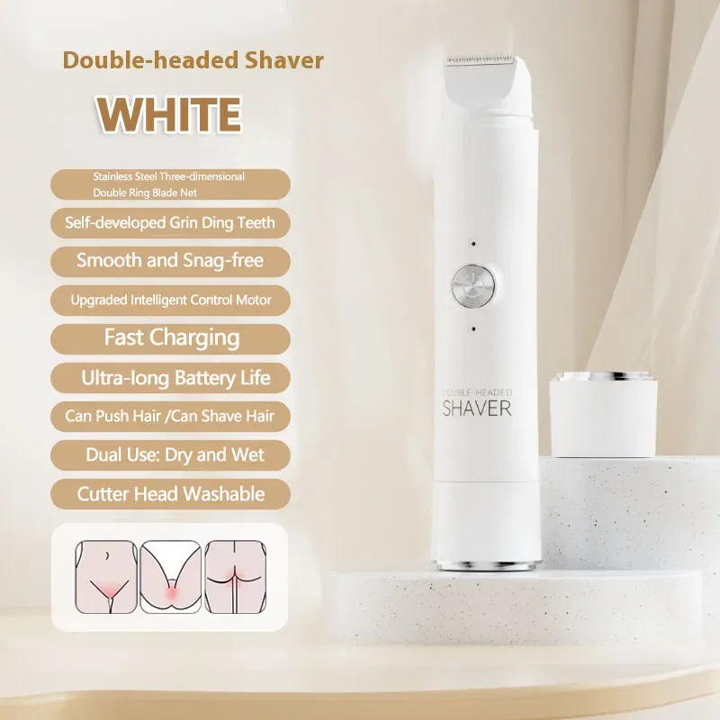 Color: Red - Double Head Electric Epilator Women Rechargeable Painless Hair Remover Shaver for Body Private Areas Bikini Gentle Trimming