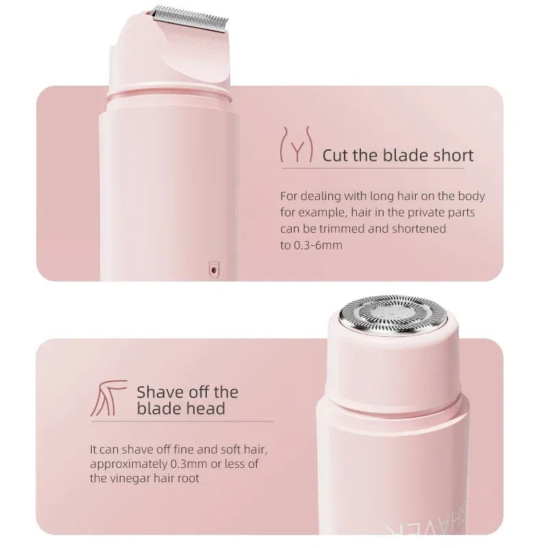Color: Red - Double Head Electric Epilator Women Rechargeable Painless Hair Remover Shaver for Body Private Areas Bikini Gentle Trimming