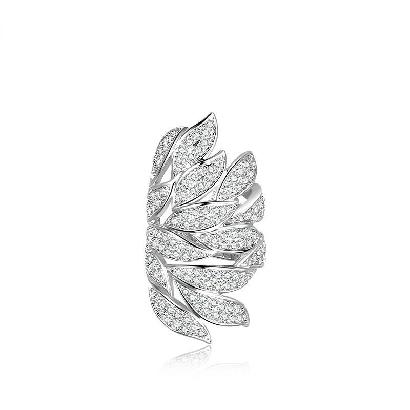 Metal Color: Gold-color - Gold Silver Color Metal Leaves Ear Clips Without Piercing For Women Sparkling Zircon Ear Cuff Clip Earrings Wedding Jewelry