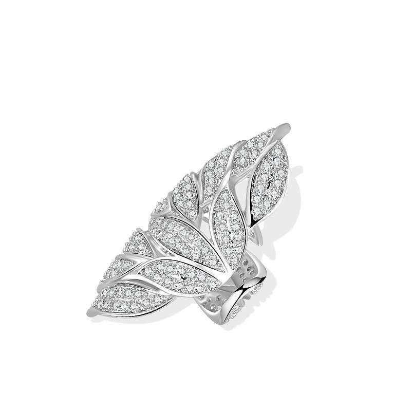 Metal Color: Gold-color - Gold Silver Color Metal Leaves Ear Clips Without Piercing For Women Sparkling Zircon Ear Cuff Clip Earrings Wedding Jewelry