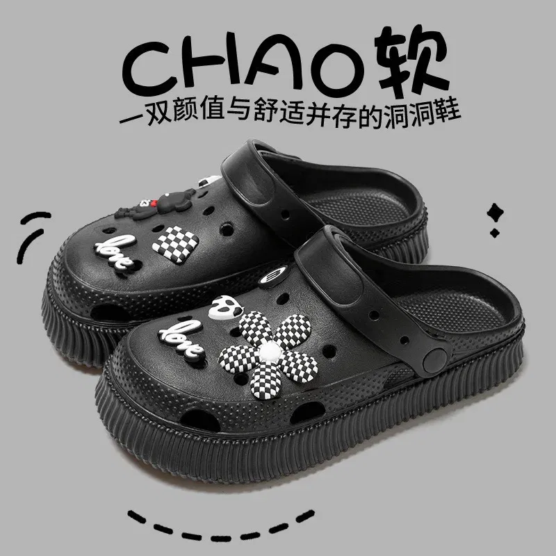 Color: Rust Red, Shoe Size: 36-37 - Shoes hole shoes girls wear outside couple bag head women cool slippers