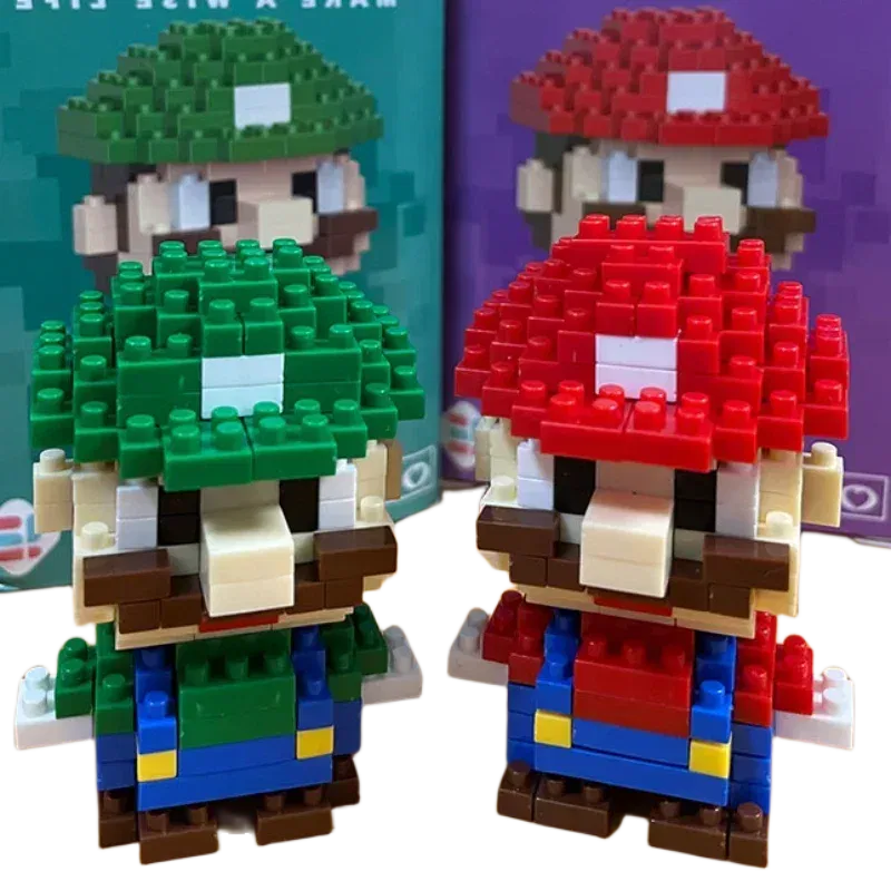 Color: Black - Super Mario Bros Building Blocks Luigi Cartoon CharacterAssembled Model Building Block Dolls Toys Children Gifts Toy Figures