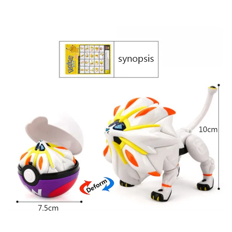 Color: Silver - High Quality Pokemon Ball Deformation Toy Pikachu Mewtwo Gyarados Pocket Monster Pokeball Pokemon Action Figure Children Toy Gif