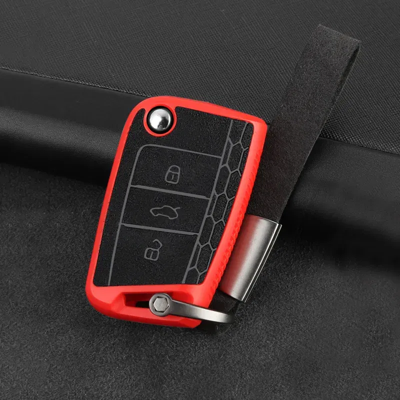 Color Name: WHITE - For Volkswagen VW Golf 7 MK7 Tiguan 2 MK2 Polo Seat Ateca Ibiza Leon 5F FR MK3 Skoda Octavia 3 A7 Car Key Case Cover Accessories