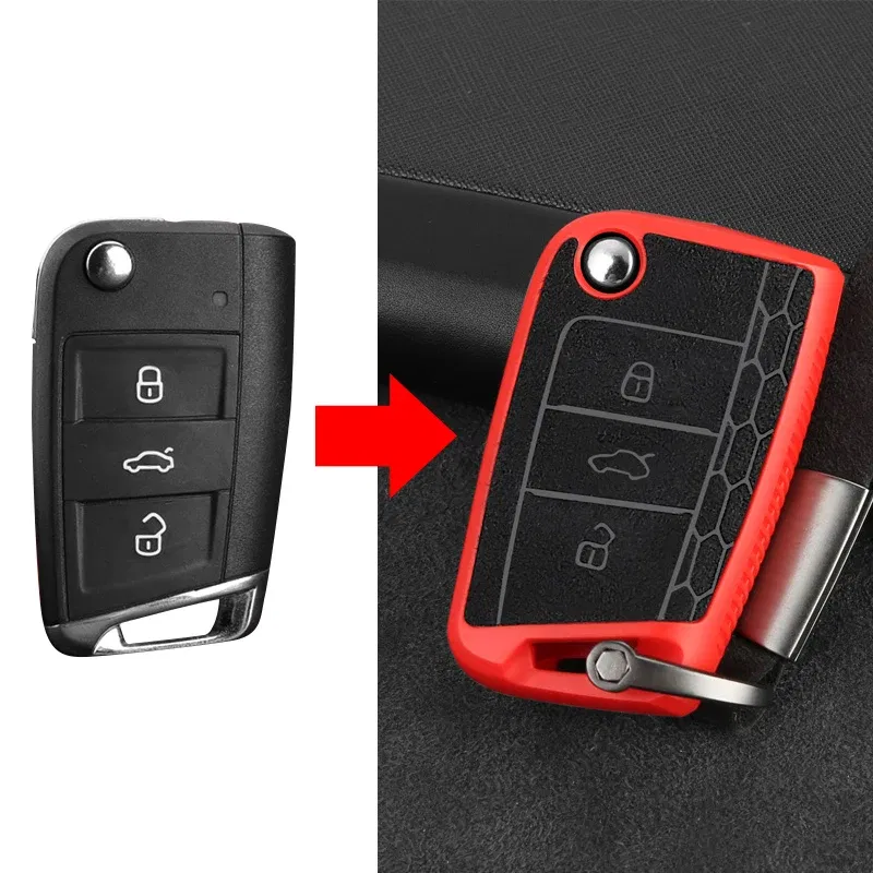 Color Name: WHITE - For Volkswagen VW Golf 7 MK7 Tiguan 2 MK2 Polo Seat Ateca Ibiza Leon 5F FR MK3 Skoda Octavia 3 A7 Car Key Case Cover Accessories
