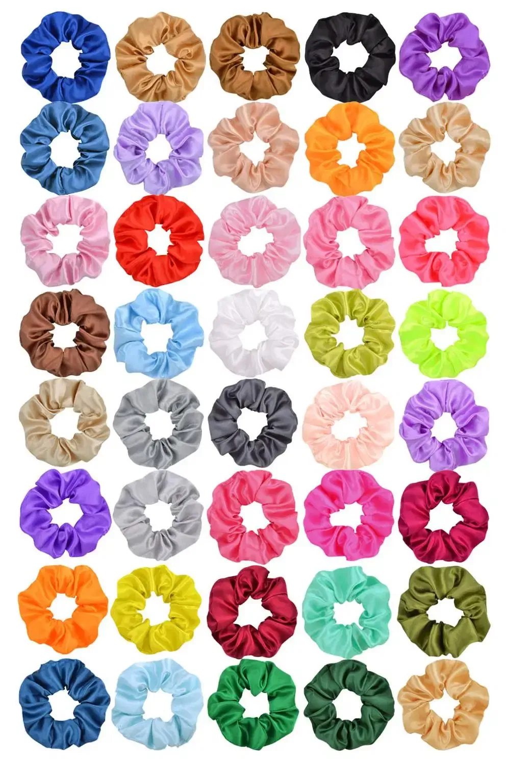 Color: Black - Real 100% Silk Large Scrunchie Women Elastic Handmade Multicolor Hair Band Ponytail Holder Headband Hair Accessories Ties Gum