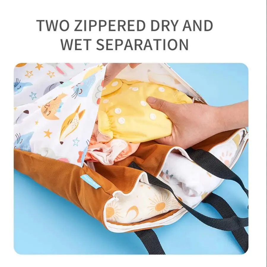 Color: Clear - Happyflute Reusable Hanging Wet Dry Cloth Diaper Bag With Double Zippered Pockets 40*70cm