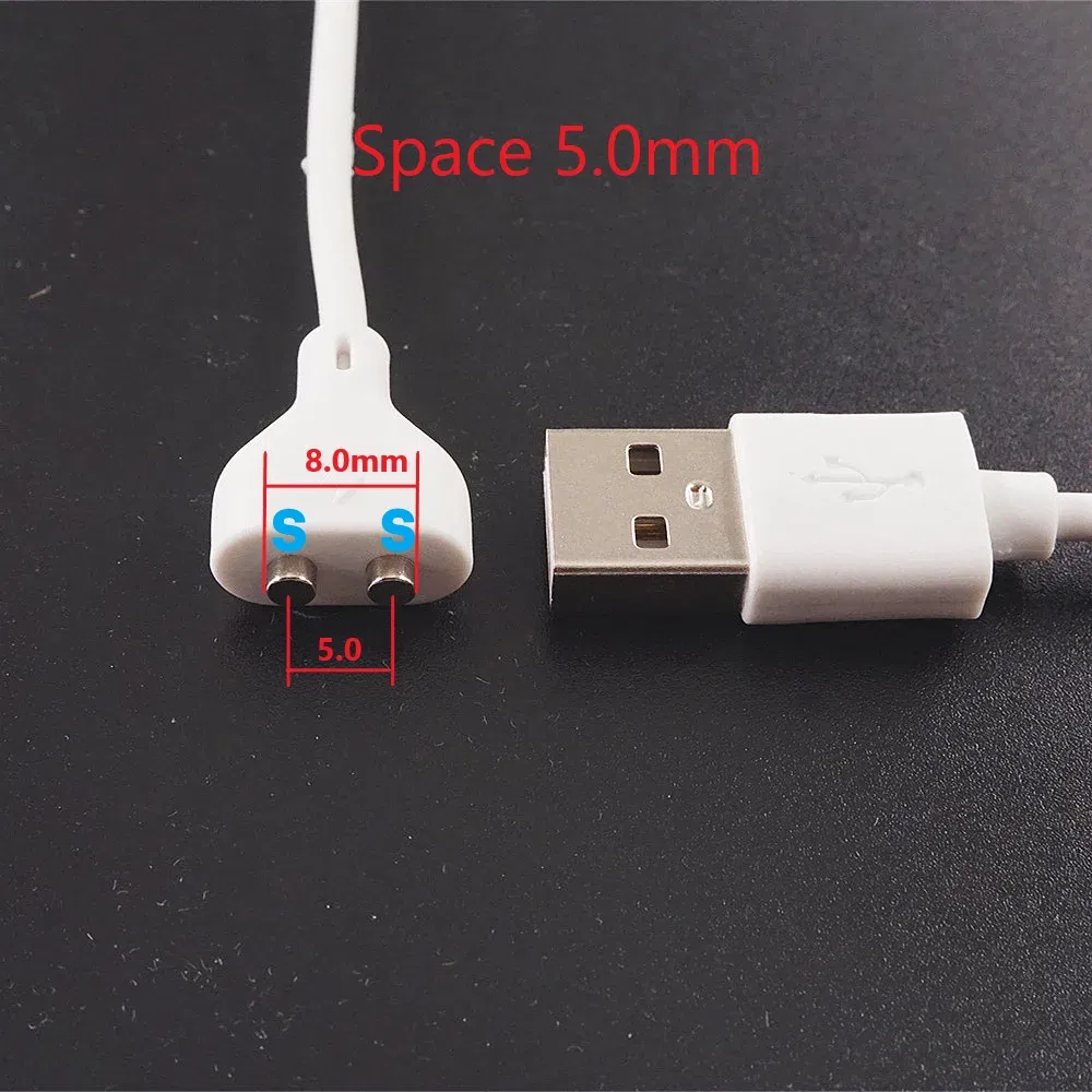 Color: Dark Grey - 1 Pc 2 Pin Magnetic Charging Cable Center Space 5MM 6 7 8 9 10 Magnet Suction USB Power Charger Beauty Instrument Toothbrush