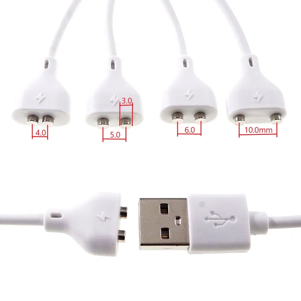 Color: Dark Grey - 1 Pc 2 Pin Magnetic Charging Cable Center Space 5MM 6 7 8 9 10 Magnet Suction USB Power Charger Beauty Instrument Toothbrush