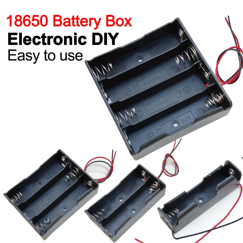 Color: WHITE - New 18650 Power Bank Cases 1X 2X 3X 4X 18650 Battery Holder Storage Box Case 1 2 3 4 Slot Batteries Container With Wire Lead