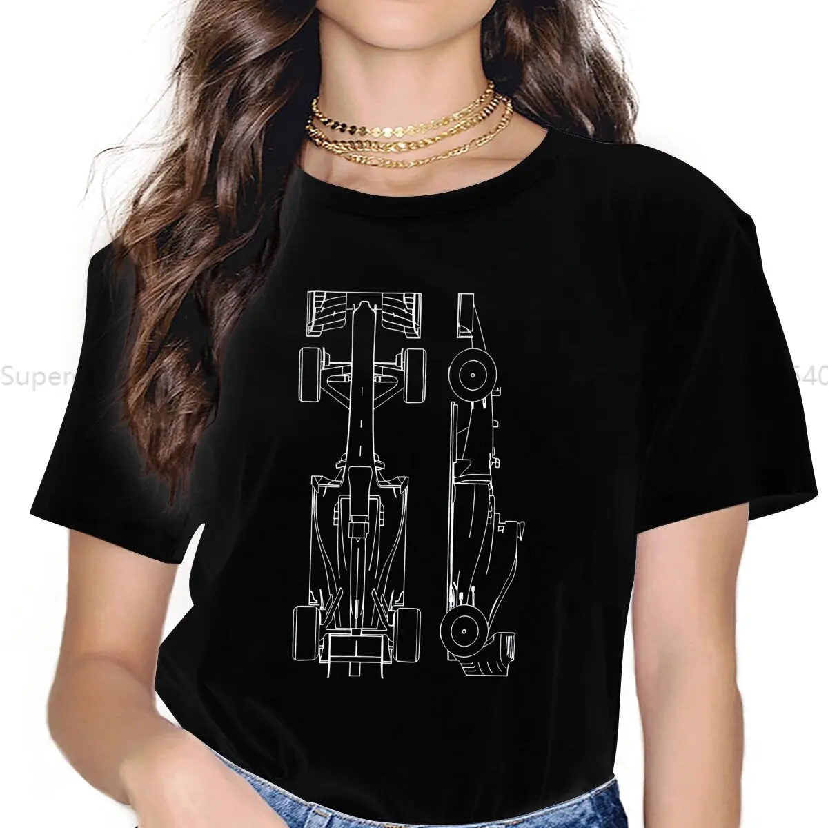 Color: black, Size: L - Race Car Hipster Polyester TShirts F1 Formulate 1 Racing Momen Graphic Streetwear T Shirt O Neck