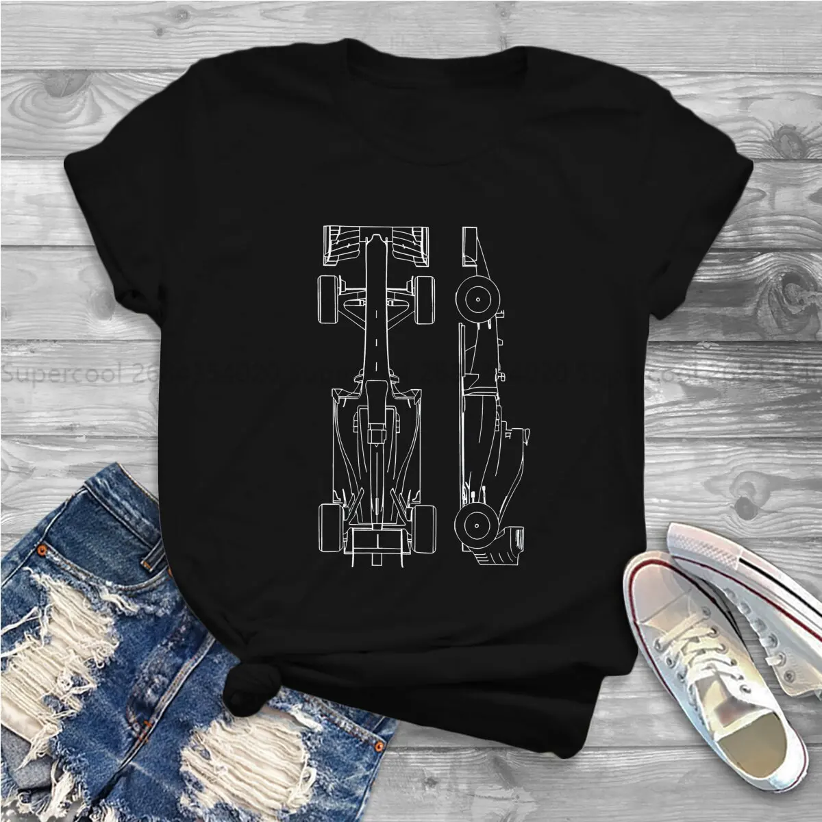 Color: black, Size: L - Race Car Hipster Polyester TShirts F1 Formulate 1 Racing Momen Graphic Streetwear T Shirt O Neck