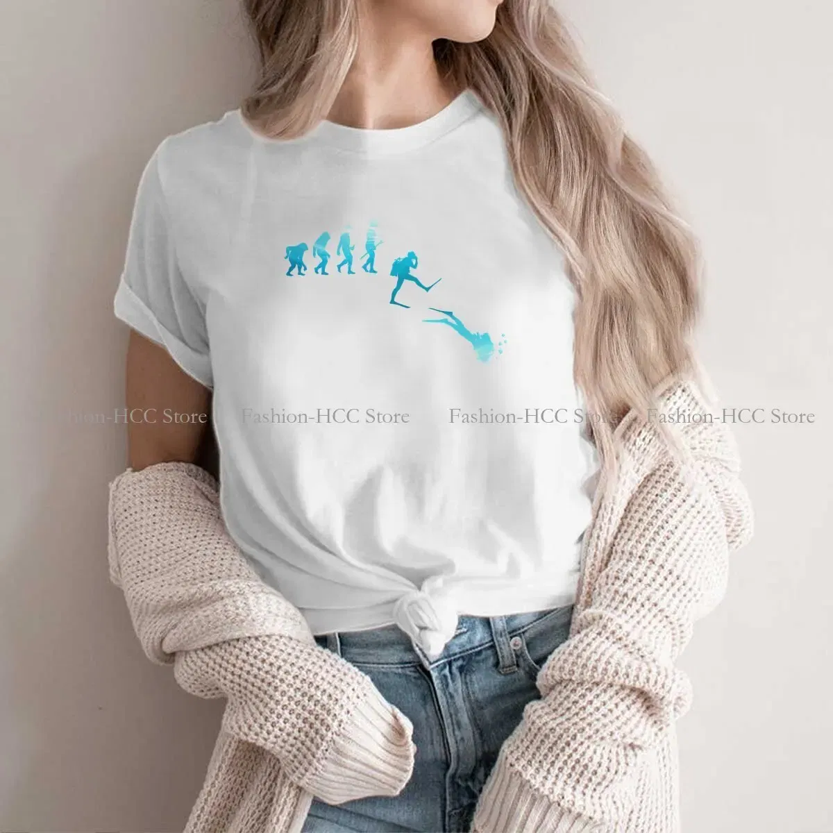 Color: WHITE, Size: XXXL - Evolution Polyester TShirts Scuba Diving Print Homme T Shirt Hipster Clothing