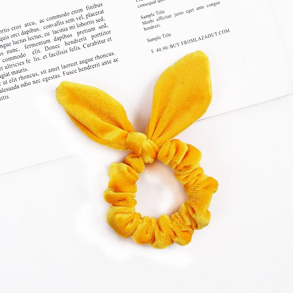 Color: Red - New Velvet Scrunchies Girls/Women velvet Bunny Ear Knot Bow Hair Bands Rabbit Ear Hair tie Ponytail Hair Accessories