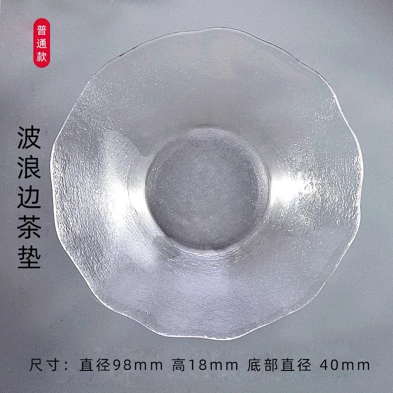 Color: Red - Japanese Style Round Insulated Glass Tea Mat Saucer Teaware Creative Kung Fu Tea Set Cup Holder Phnom Penh Saucer