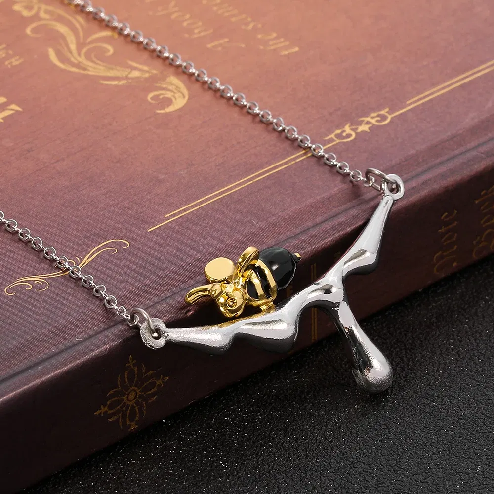 Metal Color: RED-BROWN, Ships From: CHINA - Lovely Bee With Drop Honey Charm Choker Necklaces Gold Silver Color Pendant Chain Necklace for Women Girl Jewelry