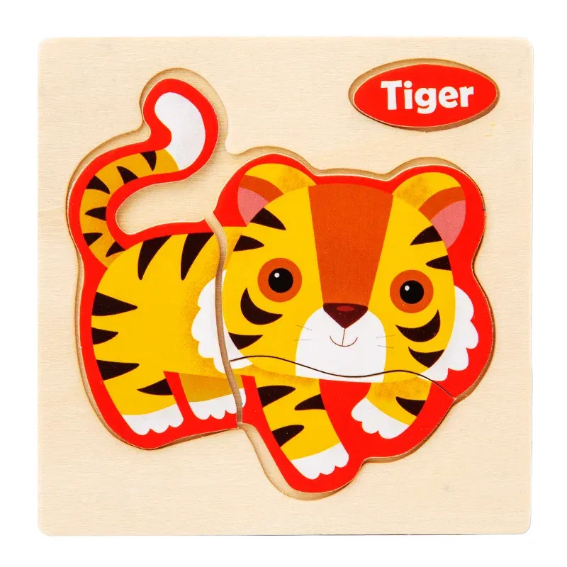 Color: SKY BLUE, Ships From: CHINA - Wooden Puzzle Jigsaw Toys For Children Wood 3d Cartoon Animal Puzzles Intelligence Kids Early Educational Toys for Children