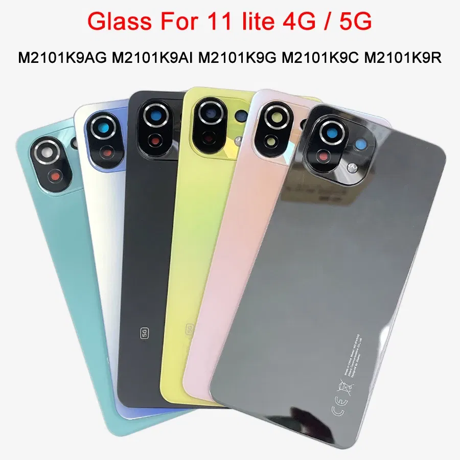 Color: Silver - A+++ Back Cover For Xiaomi Mi 11 Lite Glass Battery Cover Housing Door Cases Mi11 Youth NE 5G With Camera Lens Replacement