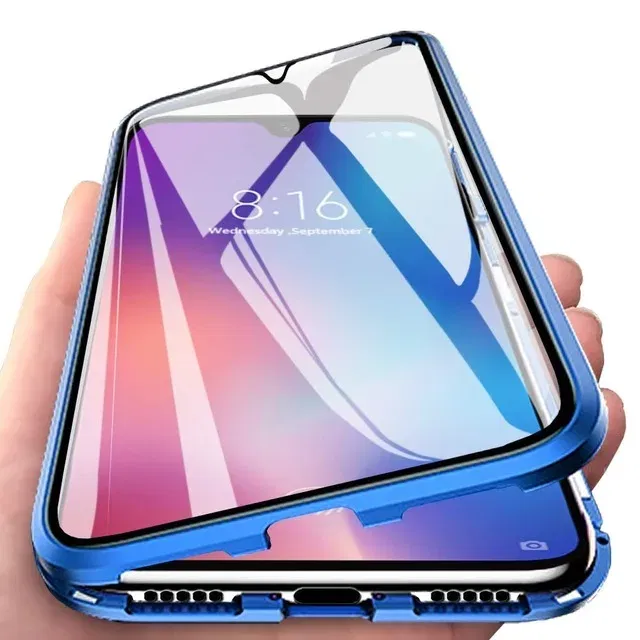 Color: Blue, Bundle: Case & Screen Protector, Material: Denim - 360 ?°Full Protection Metal Frame Magnetic Case For OPPO Reno 10 11 Pro 7 4G 7 Z 8 Lite 8Z 5G Double-Sided Glass Cover Cases