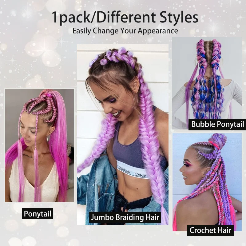 Color: 1B/30HL, Stretched Length: 26inches - LUPU Synthetic Ponytail Extension with Elastic Tie Hair Band 26" Long Straight Colored Braiding Ponytail Ombre Pink Purple Blue