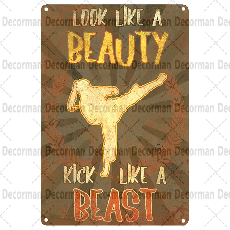 Color: Dark Khaki - [ Mike86 ] Muay Thai Tin Sign Wall Home Boxing Thailand Metal Poster art Painting Pub LTA-3188 20*30 CM