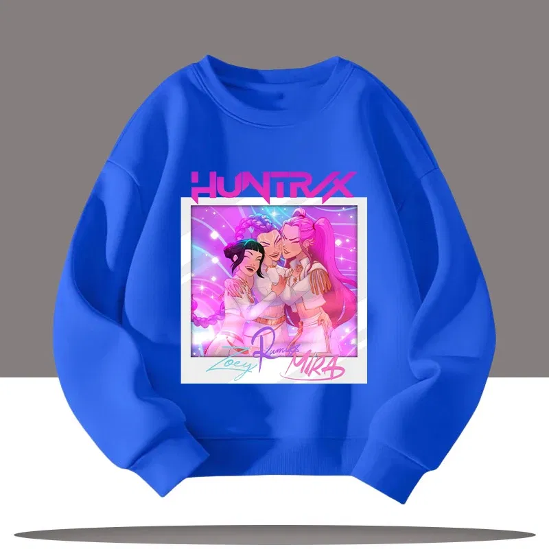 Color: Dark Grey, Kid Size: 4 - Children's Clothing K-pop Demon Hunters Cartoon Print 3-12 Year Old New Style Kids Round-neck Sport Shirt Cute Girl Casual Top