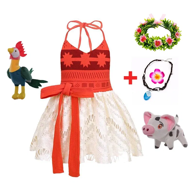 Color: PURPLE, Kid Size: 9 - Disney New Moana Dress Costumes Kids Girl Cosplay Toddler Movie Ocean Adventure Infant Frock Halloween Party With Chick Clothes