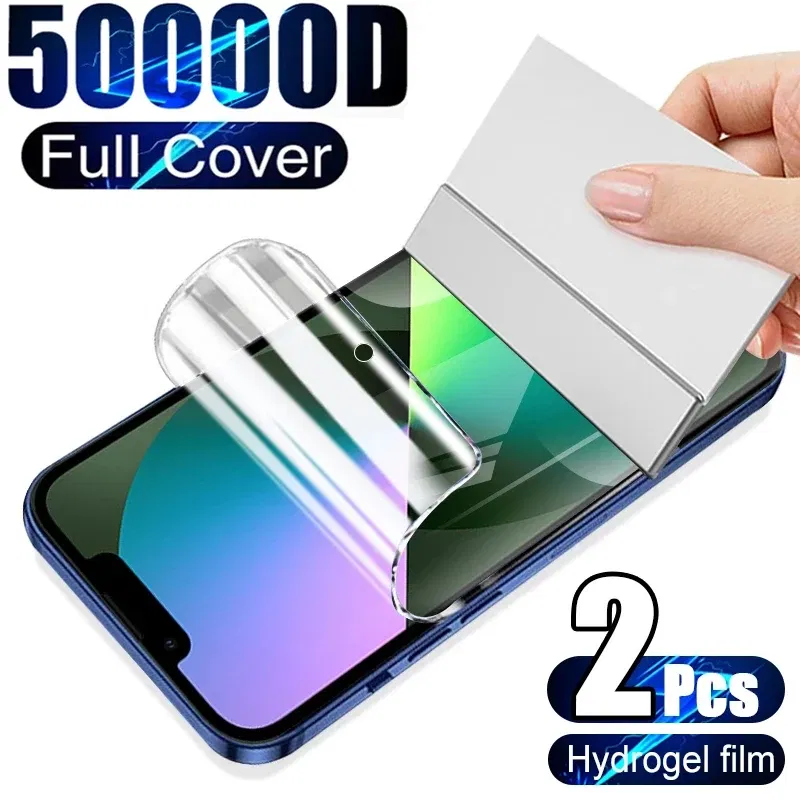 Color: DEEP BLUE, Bundle: Bundle2 - 2Pcs Hydrogel Film for IPhone 12 13 Pro Max Mini Screen Protectors for IPhone 11 14 Pro XS Max X XR 6 6s 7 8 Plus SE Not Glass
