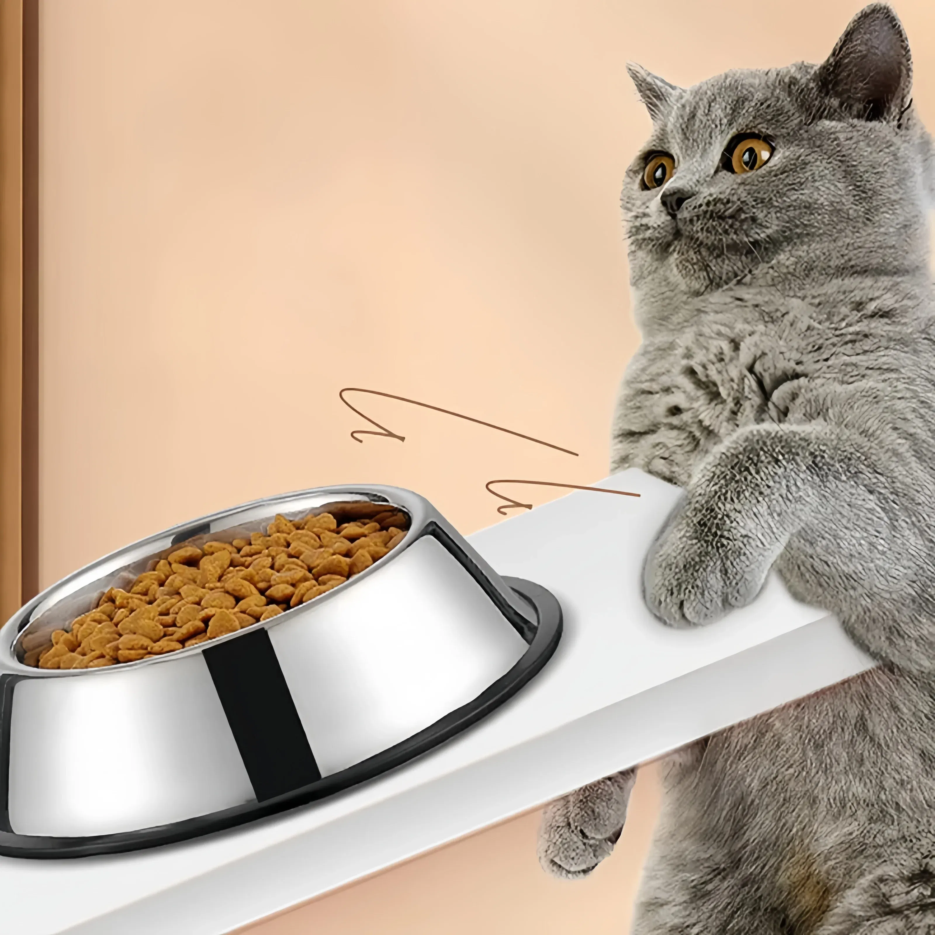 Color: Silver, Size: L - Pet Dog Cat colours Stainless Steel Bowl Pet Feeding Bowl Cat and Dog Drinking Bowl Metal Feeder Bowl Durable Easy To Clean bowl