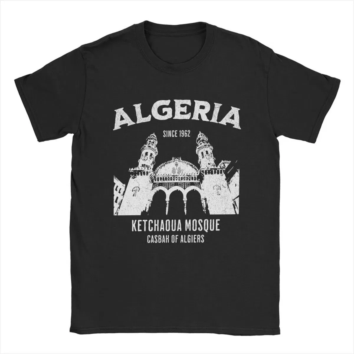 Color: Clear, Size: 6XL - Men Algeria DZ City Algerian T Shirts Africa Arab Pure Cotton Clothes Hipster Short Sleeve Crewneck Tees Gift Idea T-Shirt