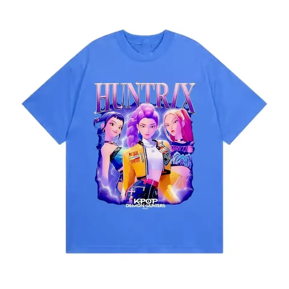 Color: Orange, Kid Size: 8 - Summer Huntrix Kpop Demon Hunters Graphics Cool Printed Girls Boys T Shirts High Quality Fashion Causal Tee Cotton Children Tops