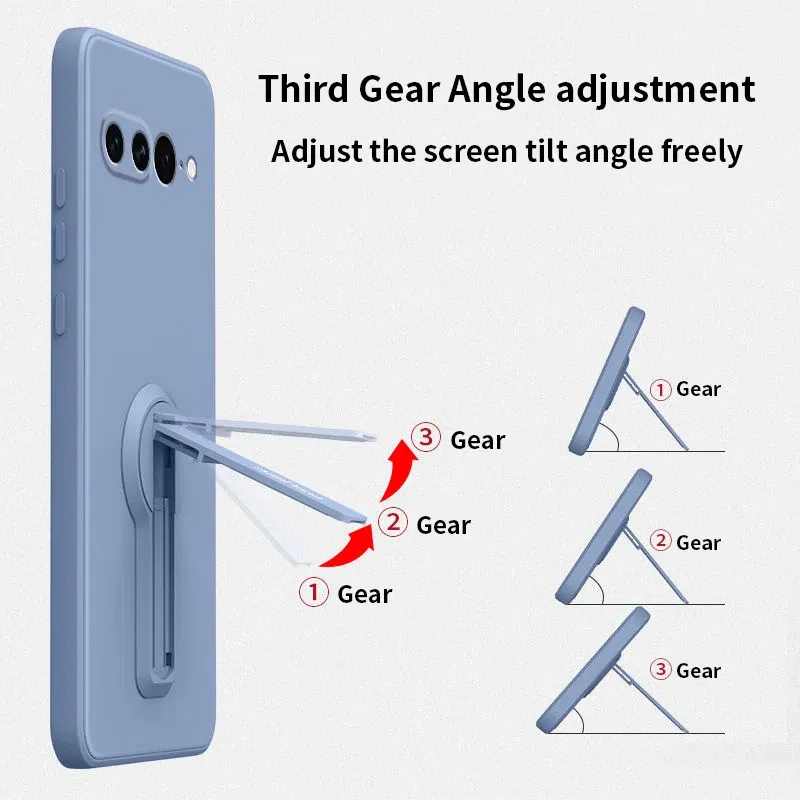 Color: black, Material: Microfiber - Phone Case For Google Pixel 7 8 6 5 9 Pro XL Pixel 7A 6A 5A 8A 9A Soft Cover Silicone Case with Holder Stand Bracket Lanyard