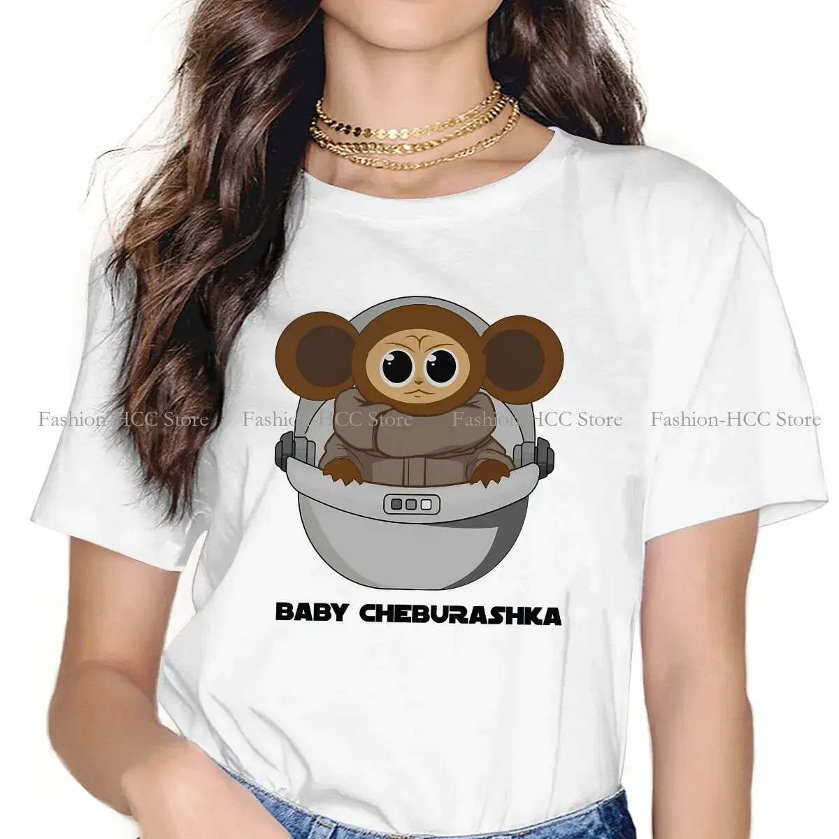 Color: WHITE, Size: S - Baby Newest Polyester TShirts Cheburashka Che Burashka Gena Russian Cartoon Female Style Streetwear T Shirt O Neck
