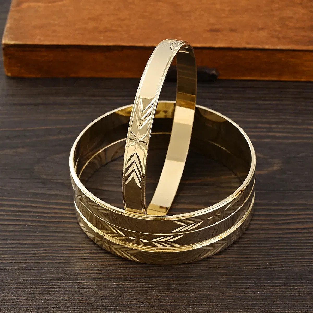 Metal Color: Antique Copper Plated - Adult Size 4PCS 65MM 9K Gold Color Hig Quality Top Sale Cute Bracelet Jewelry Flower Bangle Girl Birthday Party Gift