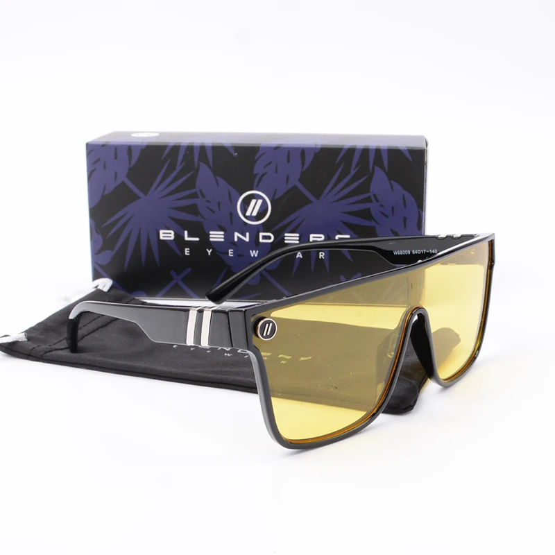 Lenses Color: Red - Mixed blue mirror UV protection lens Men's sunglasses Retro fashion Square Blender Men's sunglasses 68009: With box