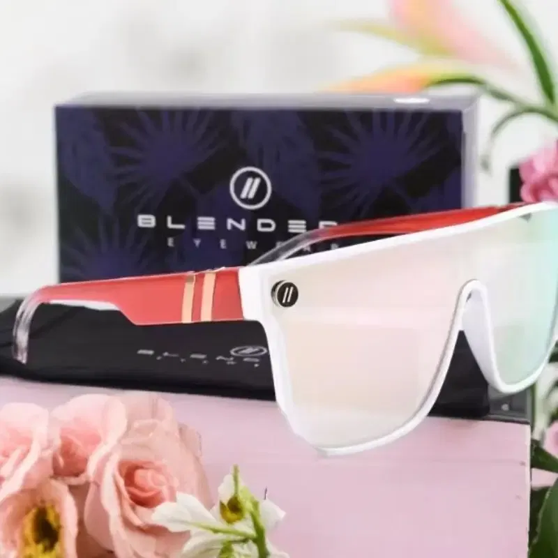 Lenses Color: Red - Mixed blue mirror UV protection lens Men's sunglasses Retro fashion Square Blender Men's sunglasses 68009: With box