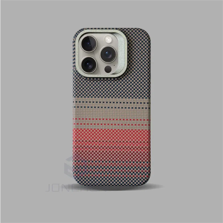 Color: black, Material: POLYESTER - Luxury Magnetic Stand Metal Lens Relief Carbon Fibre Pattern For Magsafe Case For iPhone 15 14 13 Pro Max Shockproof Back Cover