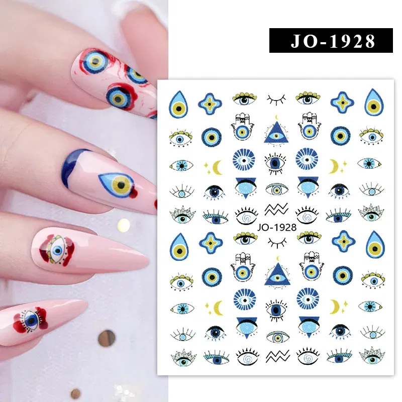 Color: Honeydew - 1Pc Christmas Stickers Santa Claus Snowflake Decals Catoon Image Muti- Pattern New Year Halloween Nail Art Stickers for Manicure
