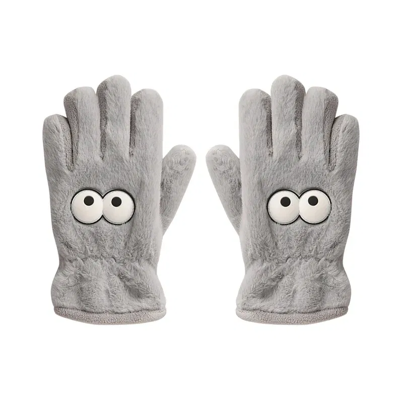 Color: green - 5-12 Years Winter Children Girl Gloves Knitted Warm Soft Cartoon Rabbit Full Finger Gloves Kids Outdoor Lovely Girl Mittens