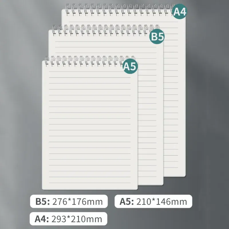 Color: WHITE, Size: A4 - A4 A5 B5 Spiral book coil Notebook To-Do Lined DOT Blank Grid Paper Journal Diary Sketchbook For School Supplies Stationery
