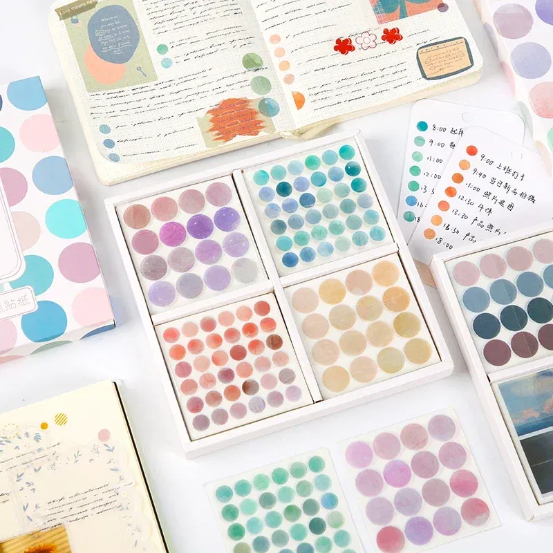 Color: light green - 20 Sheets Watercolor Polka Dot Sticker Bullet Journaling Accessories Scrapbooking DIY Color Label Washi  Stationery Gift