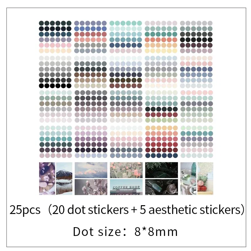 Color: light green - 20 Sheets Watercolor Polka Dot Sticker Bullet Journaling Accessories Scrapbooking DIY Color Label Washi  Stationery Gift